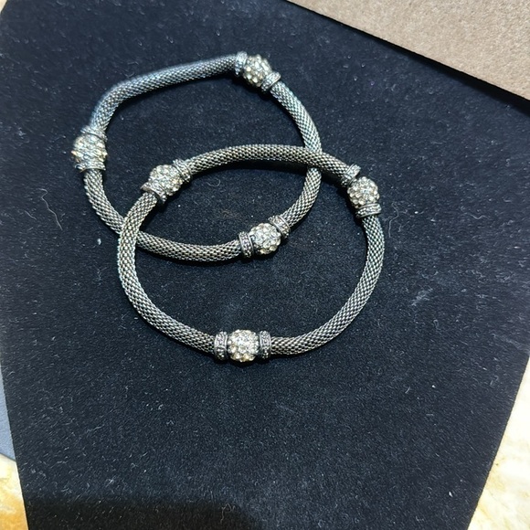 Silver Tone Stretch Rhinestones Bracelets set of two vintage Silpada - Picture 4 of 11